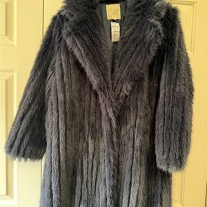Farmers Market Blue Faux Fur Coat